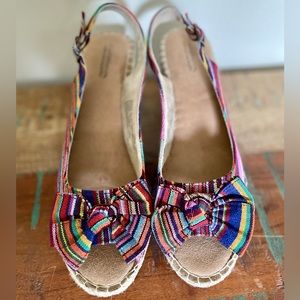 Croft & Barrow Shoes Espadrille Rainbow Open Toe Slingback Wedge Shoes Size 8.5